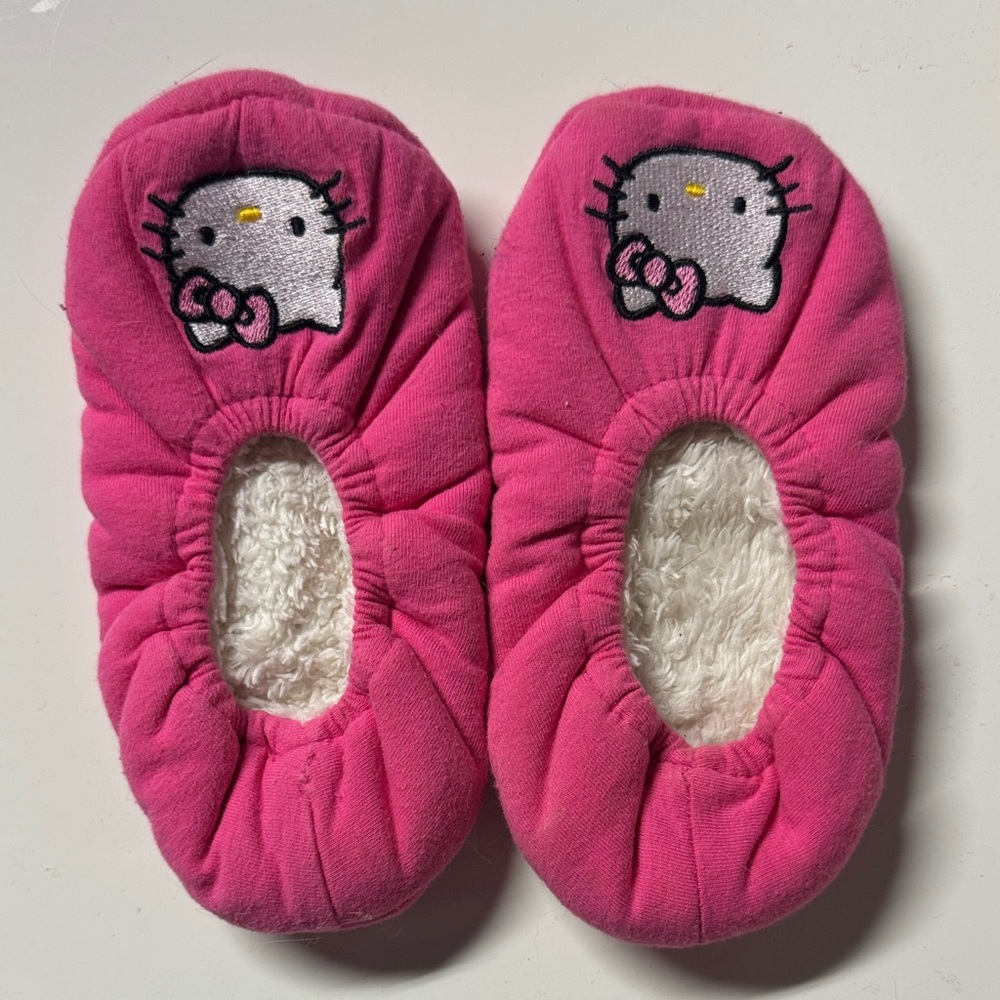 Hello Kitty Fuchsia Kids One Piece Plush Slippers